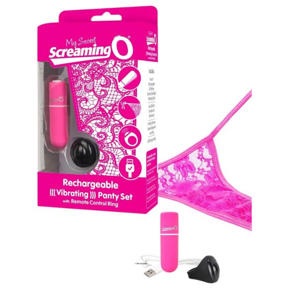 Screaming O Panty Set - vibrerende slip (roze) S-L