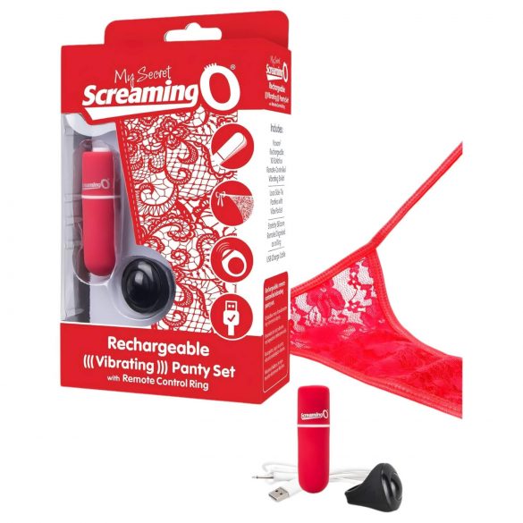 Screaming O Panty Set - vibrerende slip - rood (S-L)