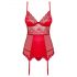 Obsessive Lovica - kanten jarreteltop en string (rood) - L/XL