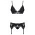 Obsessive 810-SEG-1 - kanten lingerie set (zwart)