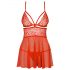 Obsessive 838-BAB-3 - pikante kanten babydoll met string (rood) - XXL