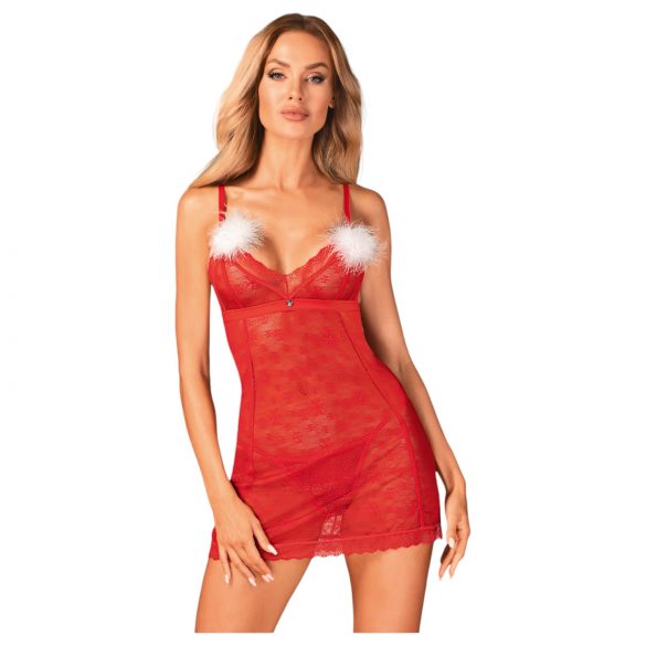 Obsessive Claussica - babydoll & string (rood) - XL/XXL